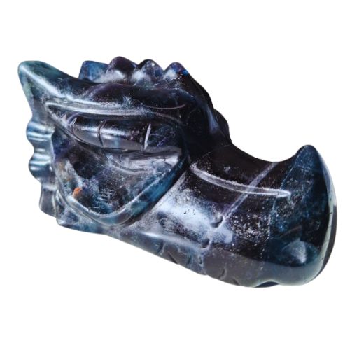 Black Rose Fluorite Dragon Skull