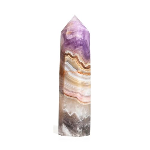 Mexican Lace Agate with Amethyst Tower